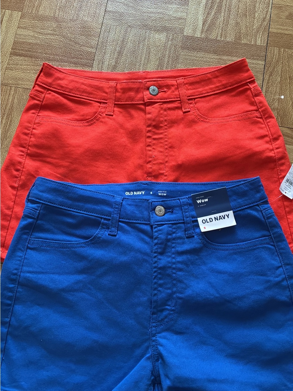 Old Navy Colorblock High-Rise Shorts — Red & Blue